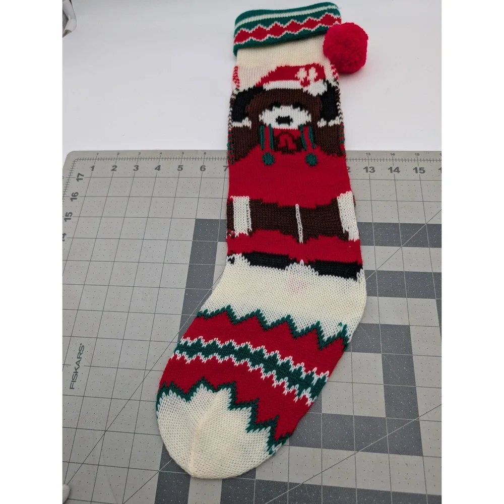 Acrylic Puppy Dog Christmas Stocking Knit 21 Inch‎